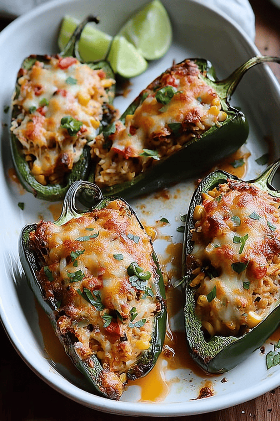 Chicken Stuffed Poblano Peppers