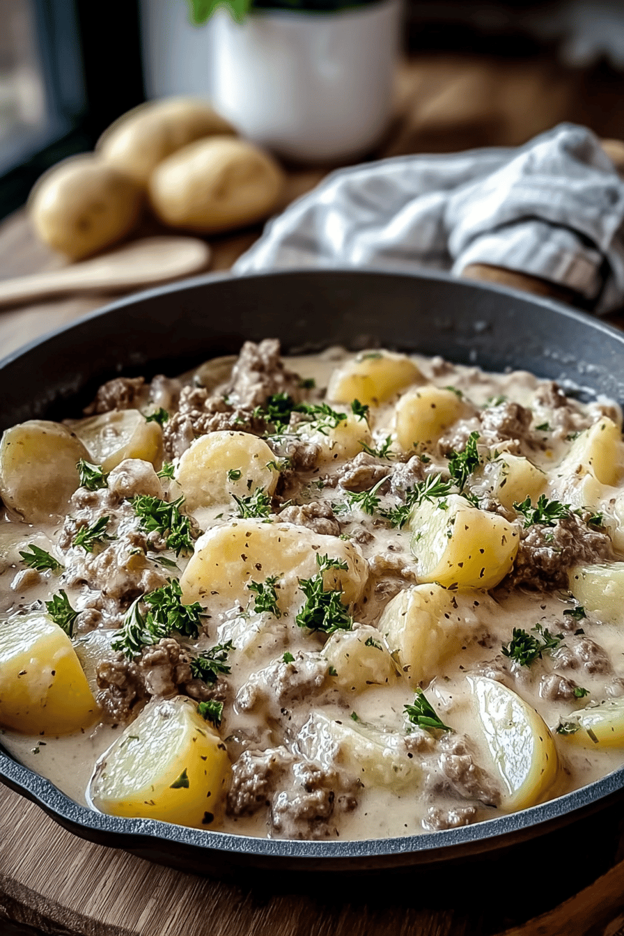 Creamy Beef And Potato Skillet Recipe For Quick Comfort Meals 6 Creamy Meat Potato Skillet
