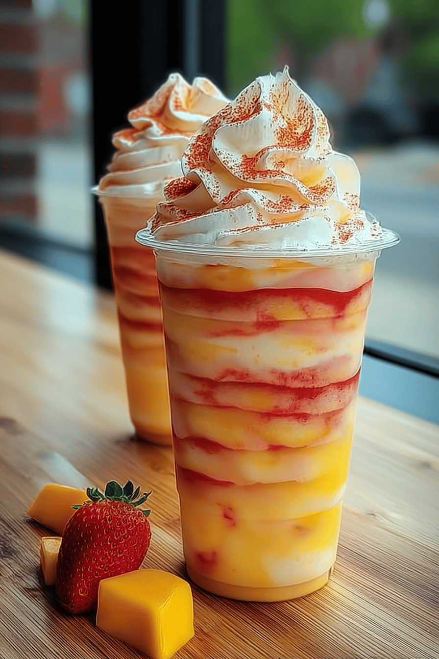 Mango Strawberry Sunrise Frappuccino