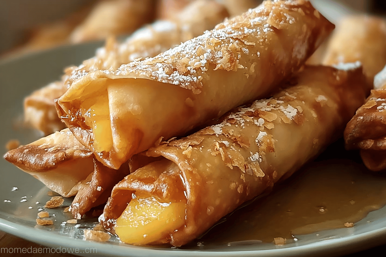 Peach Cobbler Egg Rolls Recipe