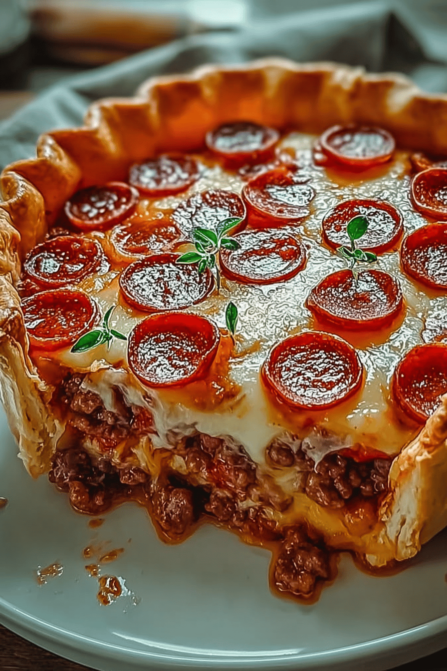 Deep Hamburger Sausage And Pepperoni Pie Recipe 6 Pepperoni Sausage Beef Pie