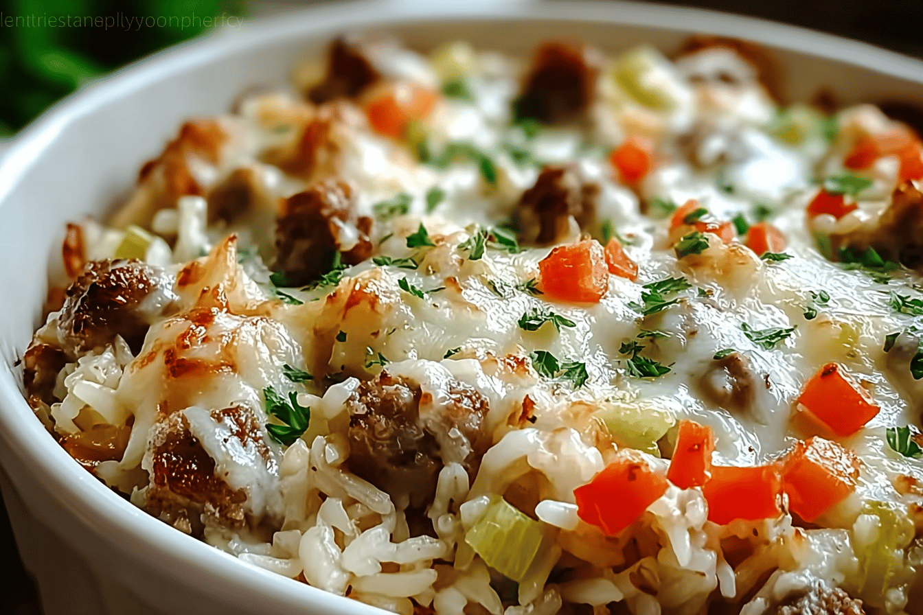 Philly Cheesesteak Alfredo Rice Casserole