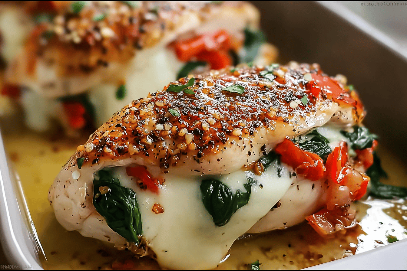 Roasted Red Pepper Spinach Stuffed Chicken With Mozzarella Cheese 7 Roasted Red Pepper Spinach Mozzarella Stuffed Chicken