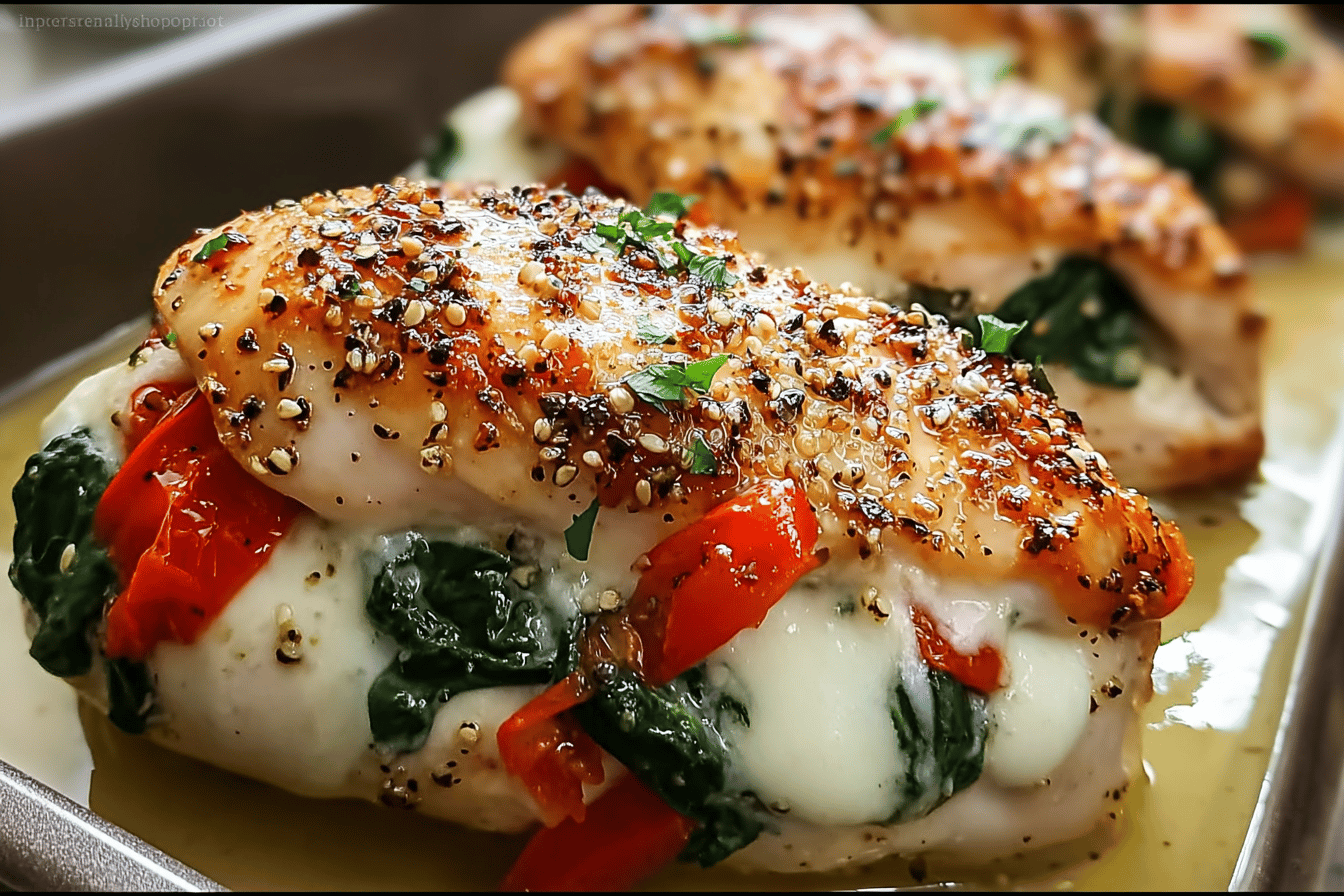 Roasted Red Pepper Spinach Stuffed Chicken With Mozzarella Cheese 6 Roasted Red Pepper Spinach Mozzarella Stuffed Chicken