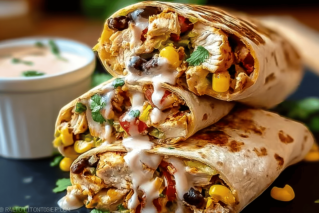 Southwest Chicken Wrap Recipe With Fresh Veggies And Zesty Sauce 7 Southwest Chicken Wrap