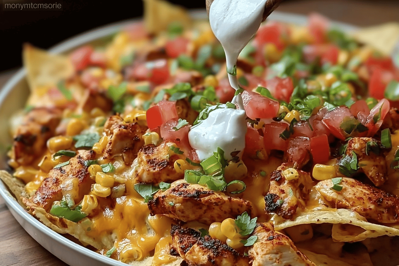 Spicy Cheesy Blackened Chicken Nachos