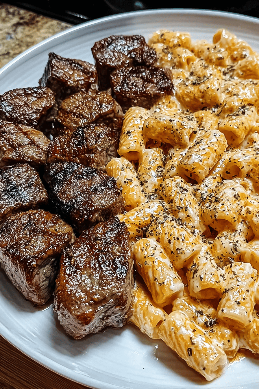 Cajun Steak Tips With Creamy Parmesan Rigatoni Sauce 6 Steak Cajun Cheesy Parmesan