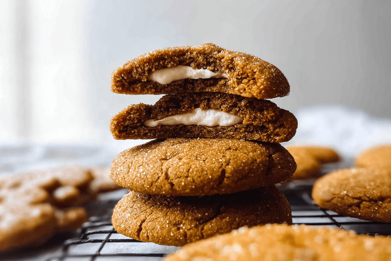 Cheesecake Stuffed Gingerbread Cookies