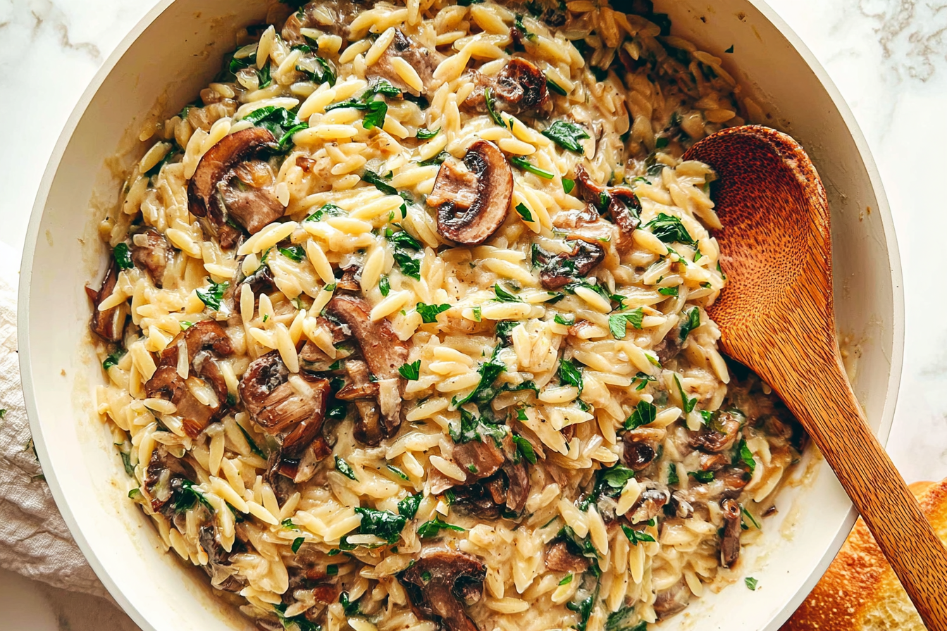 Creamy Garlic Mushroom Orzo