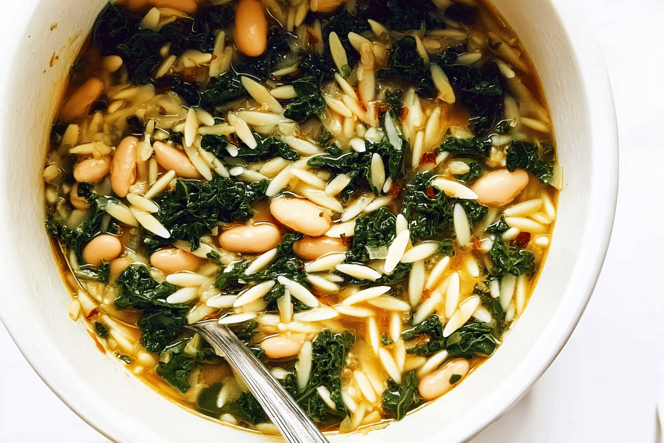 Kale White Bean Orzo Soup