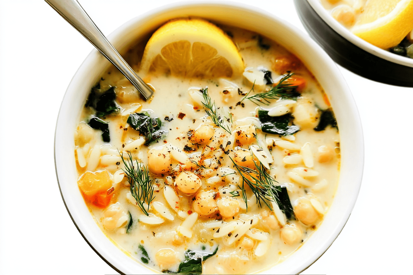 Lemony Orzo Chickpea Soup