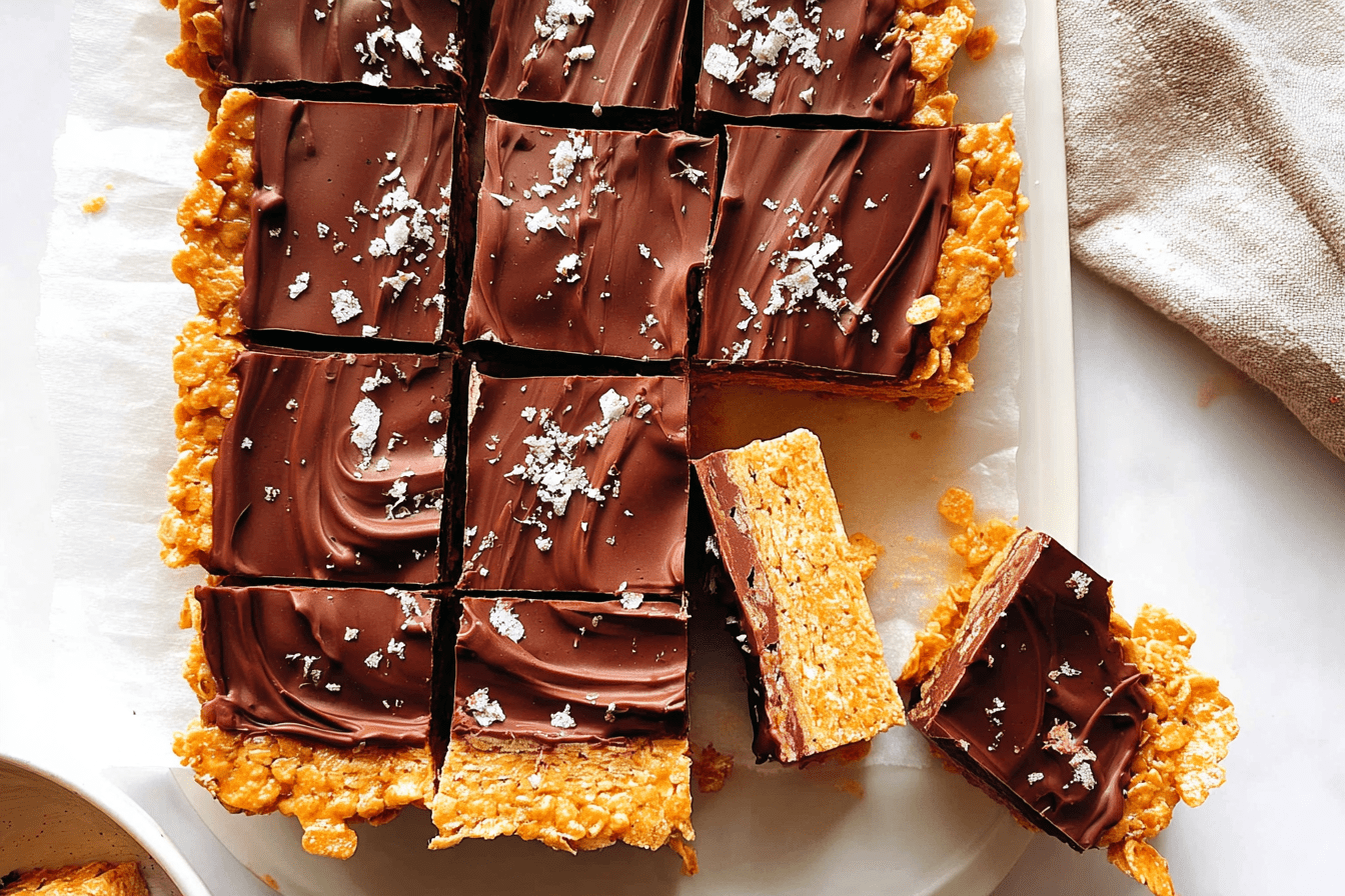 Miso Chocolate Peanut Butter Cornflake Bars