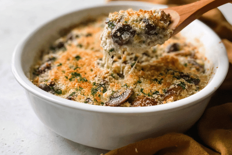 Cheesy Mushroom Casserole Recipe With Creamy Sauce And Crispy Topping 8 Mushroom Casserole 39.Png