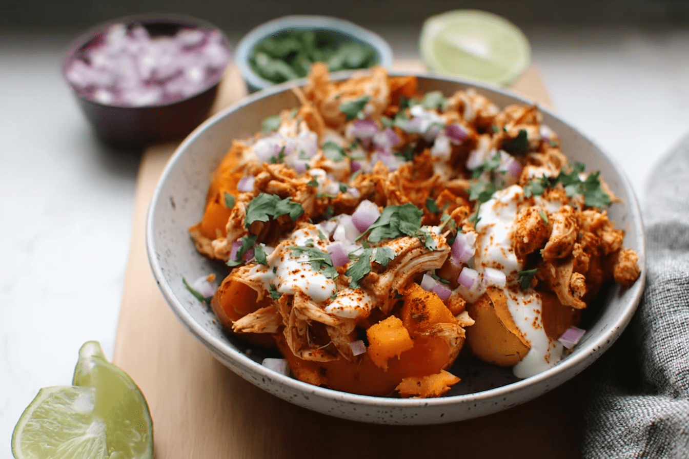 Pulled Chicken Sweet Potato Bowls