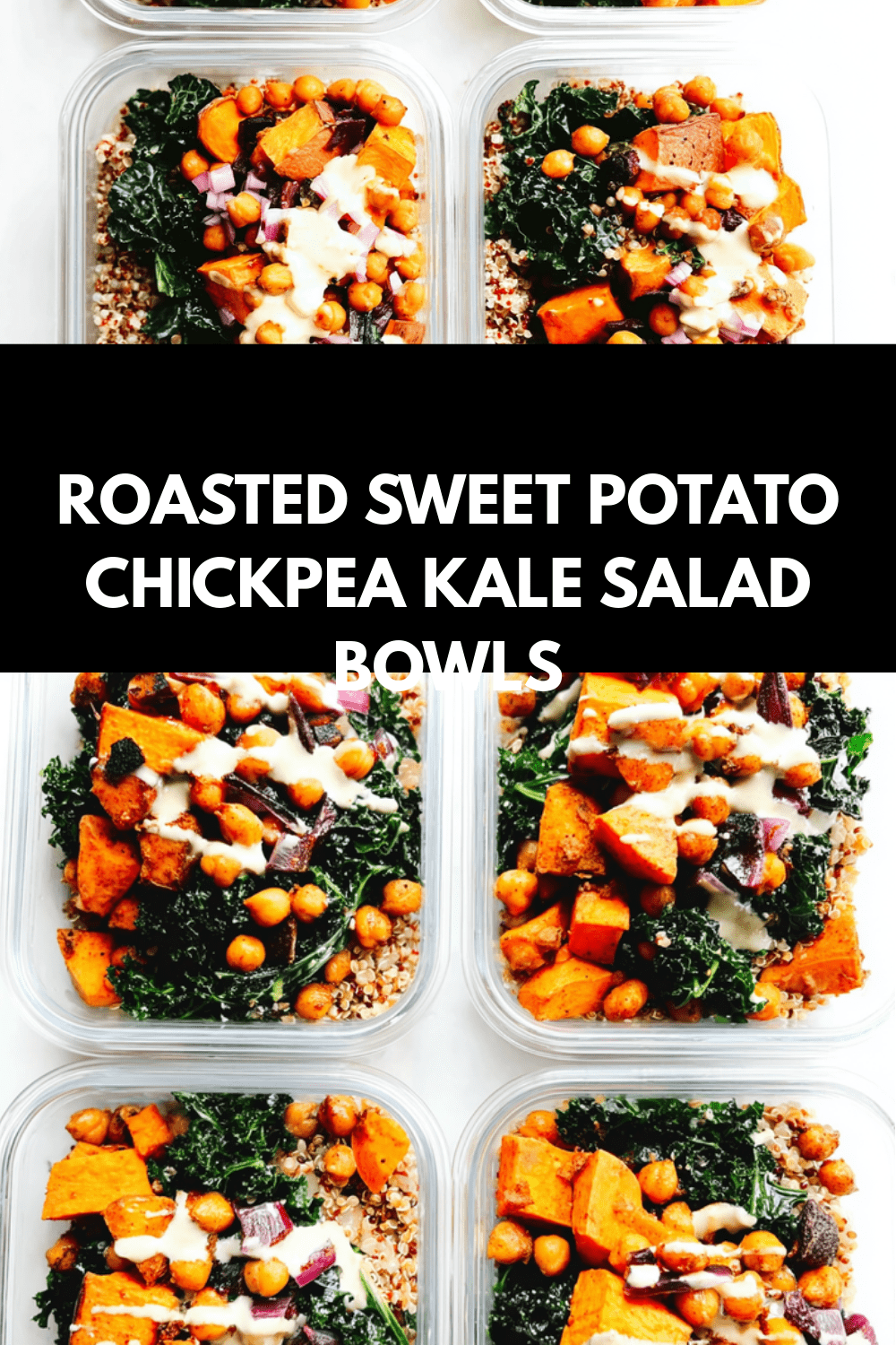 Roasted Sweet Potato Chickpea Kale Salad Bowls