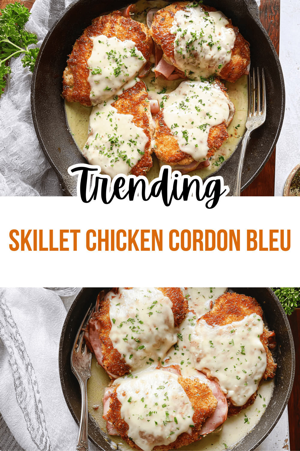 Skillet Chicken Cordon Bleu