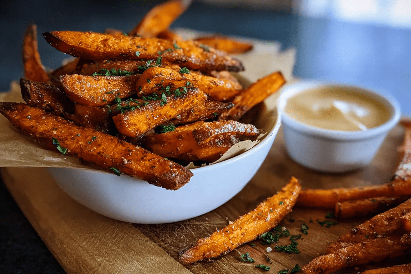 Spicy Garlic Sweet Potato Fries