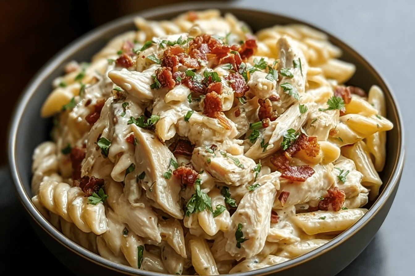 Chicken Bacon Ranch Pasta Recipe With Creamy Sauce And Crispy Bacon 6 Chicken Bacon Ranch Pasta
