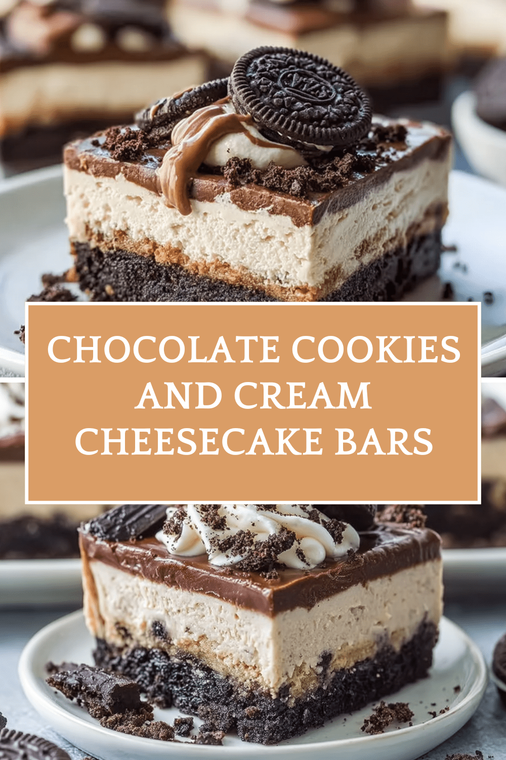 Chocolate Cookies And Cream Cheesecake Bars