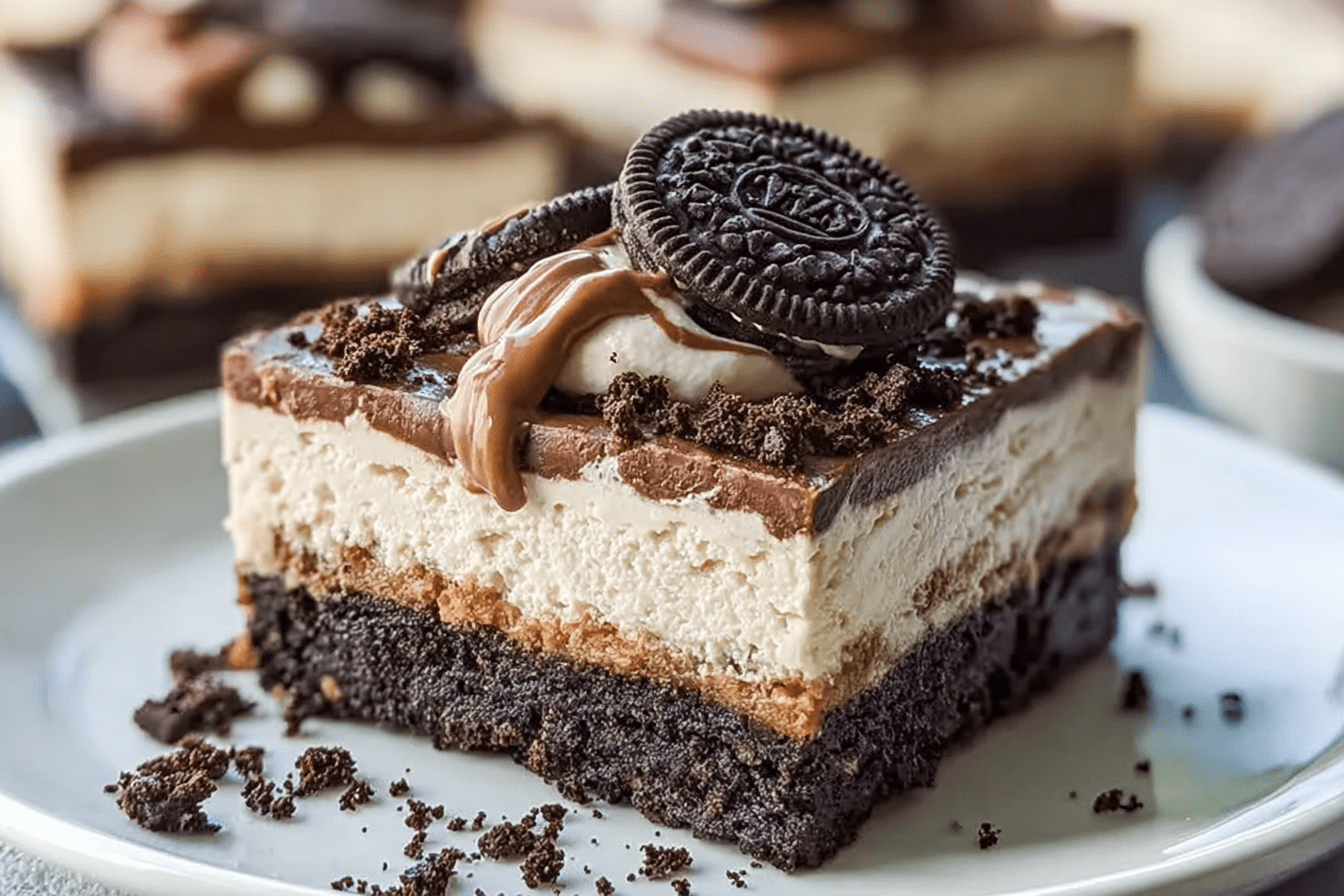 Chocolate Cookies And Cream Cheesecake Bars