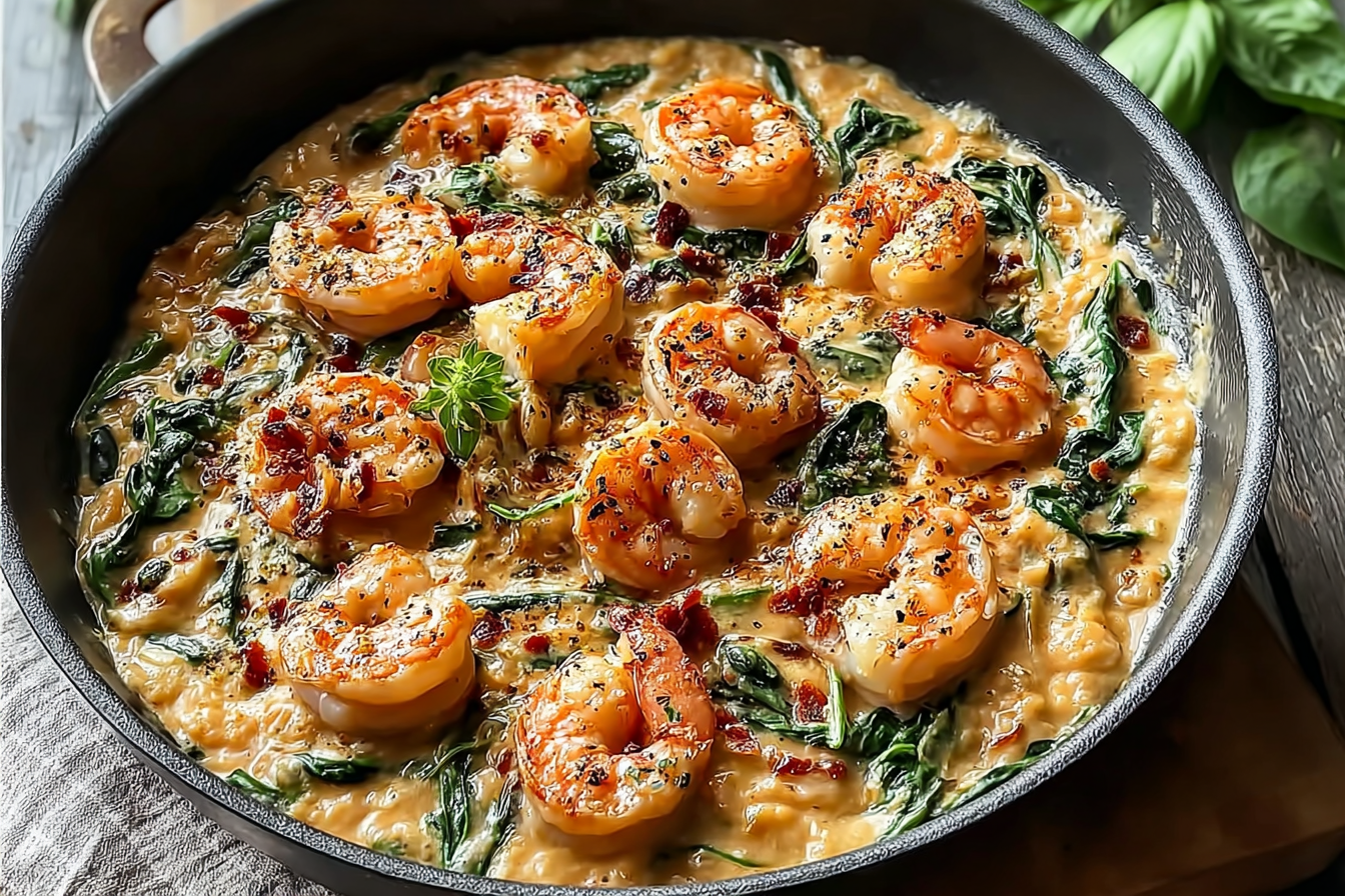 Creamy Tuscan Shrimp With Garlic, Sun Dried Tomatoes And Spinach 6 Creamy Tuscan Shrimp