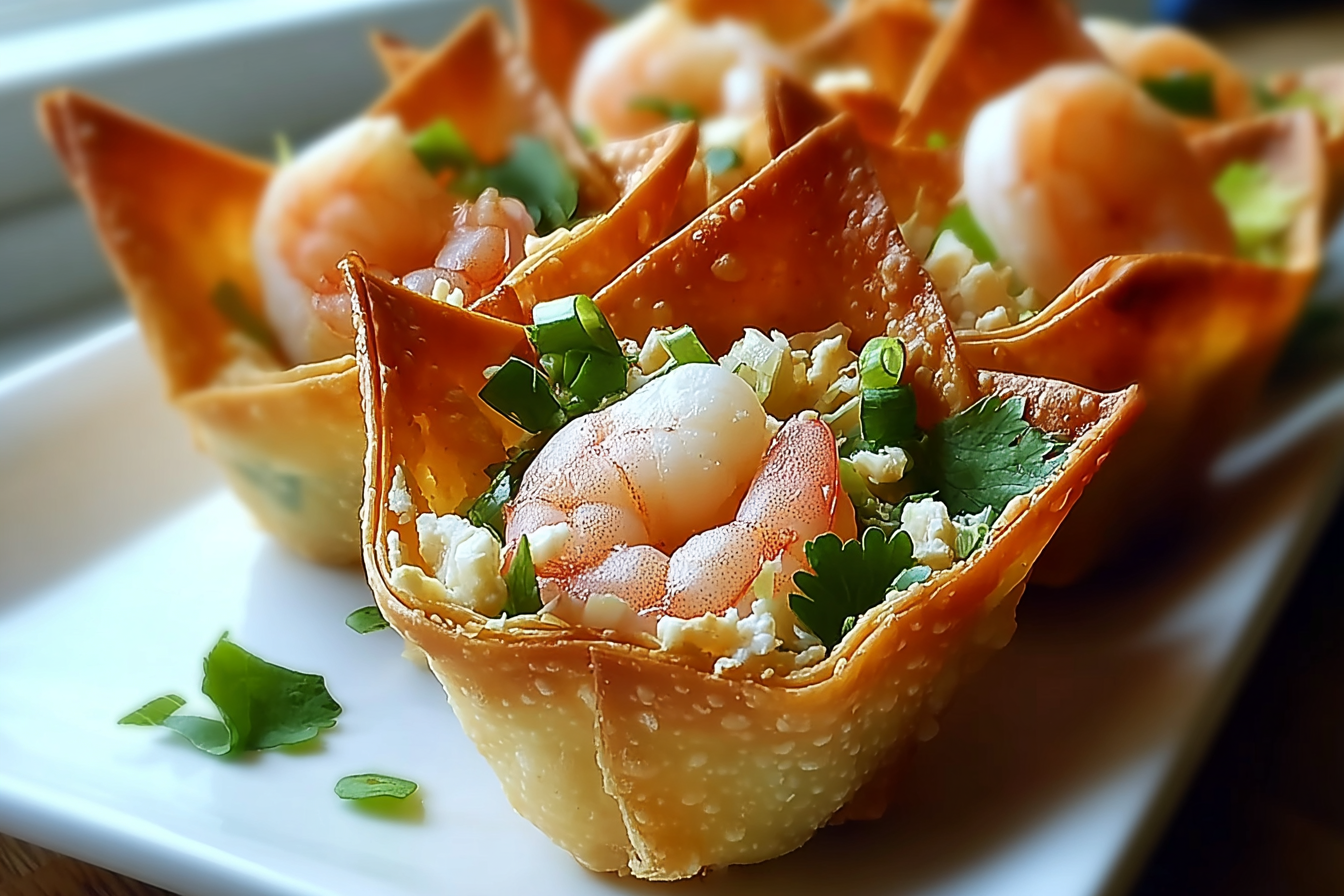 Crispy Shrimp Salad Wonton Cones