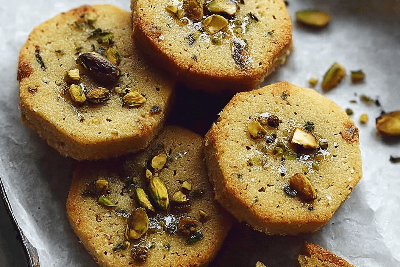 Salty Smoked Pistachio And Honey Shortbread Cookies