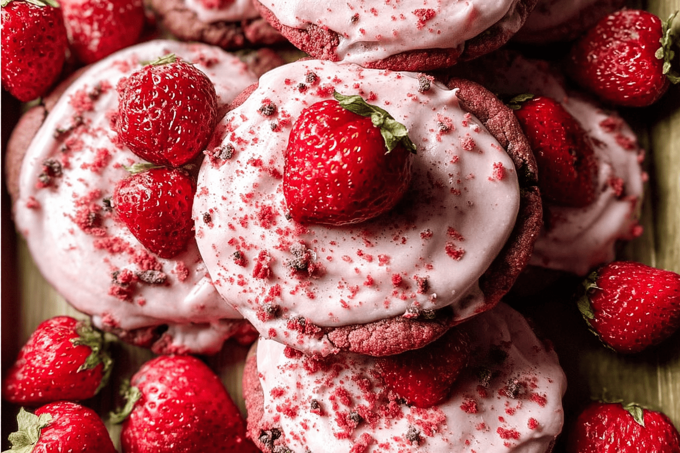 Iced Strawberry Sugar Cookies