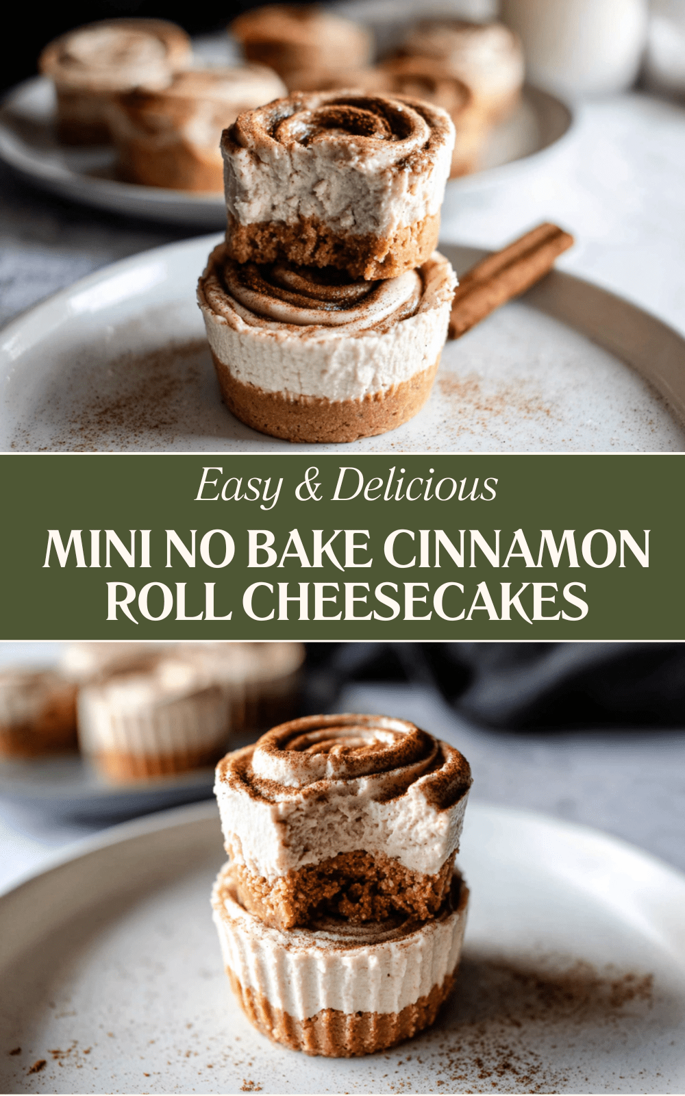 Mini No Bake Cinnamon Roll Cheesecakes