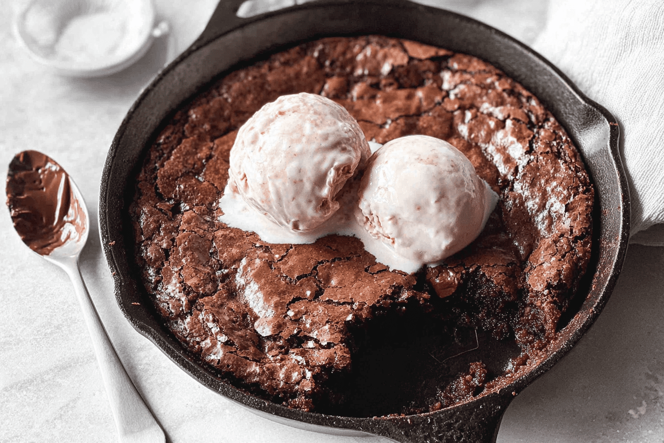 Gooey Double Chocolate Nutella Toffee Skillet Brownie 6 Skillet Nutella Brownie