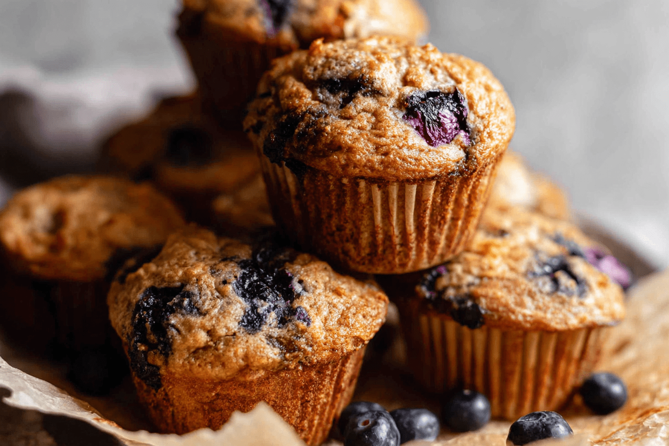 Whole Wheat Banana Blueberry Muffins
