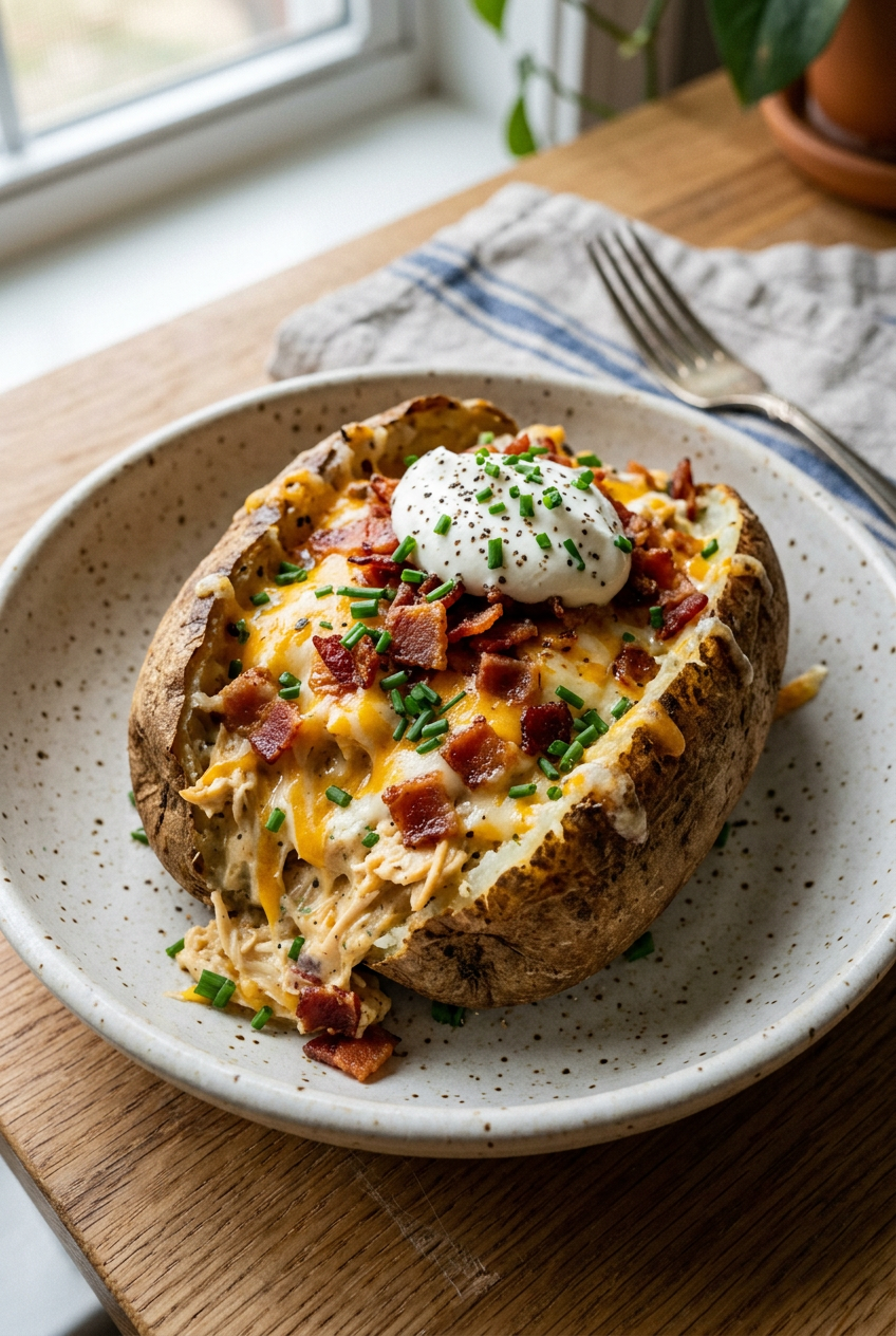 Crack Chicken Stuffed Baked Potatoes