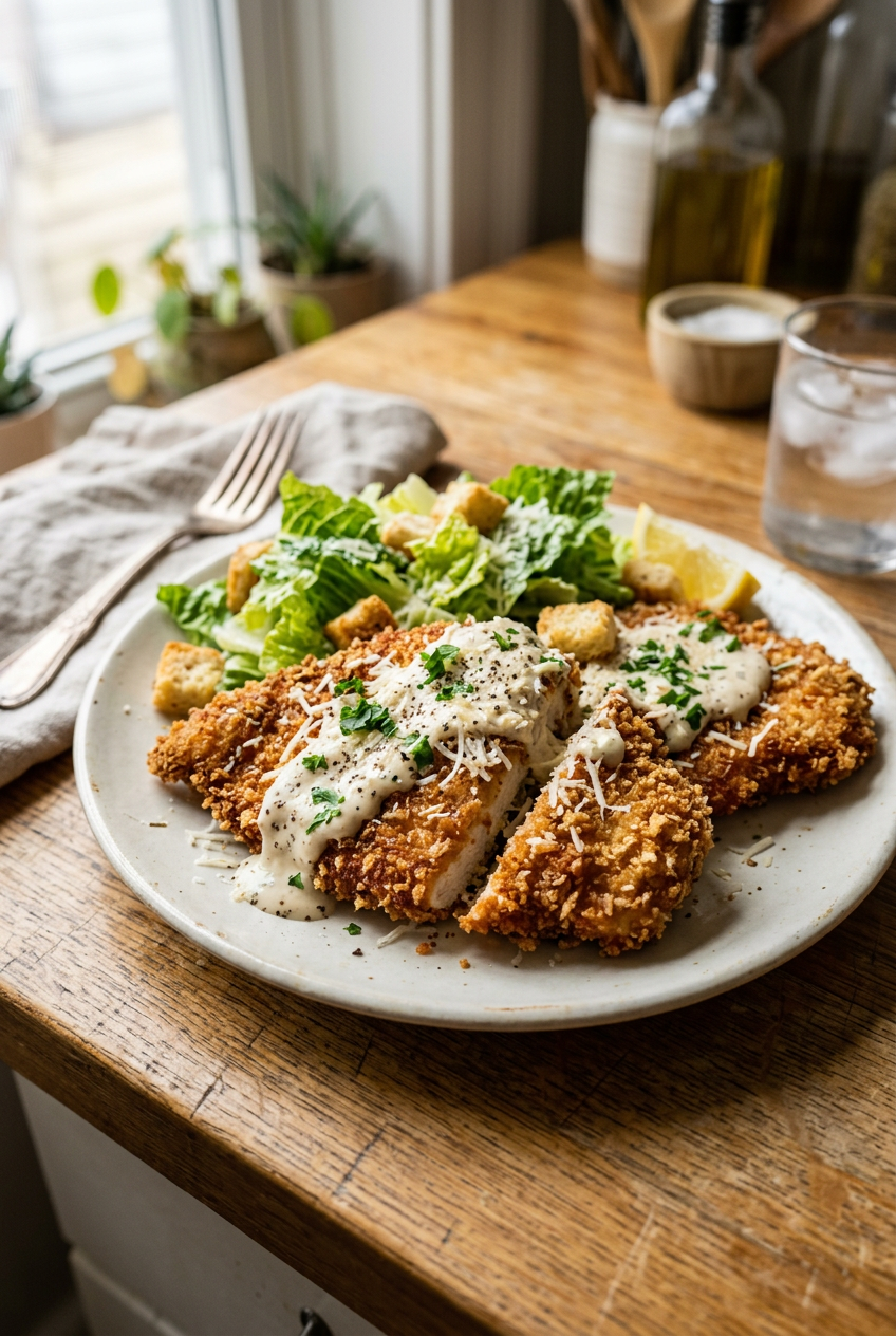 Crispy Chicken Caesar Cutlets