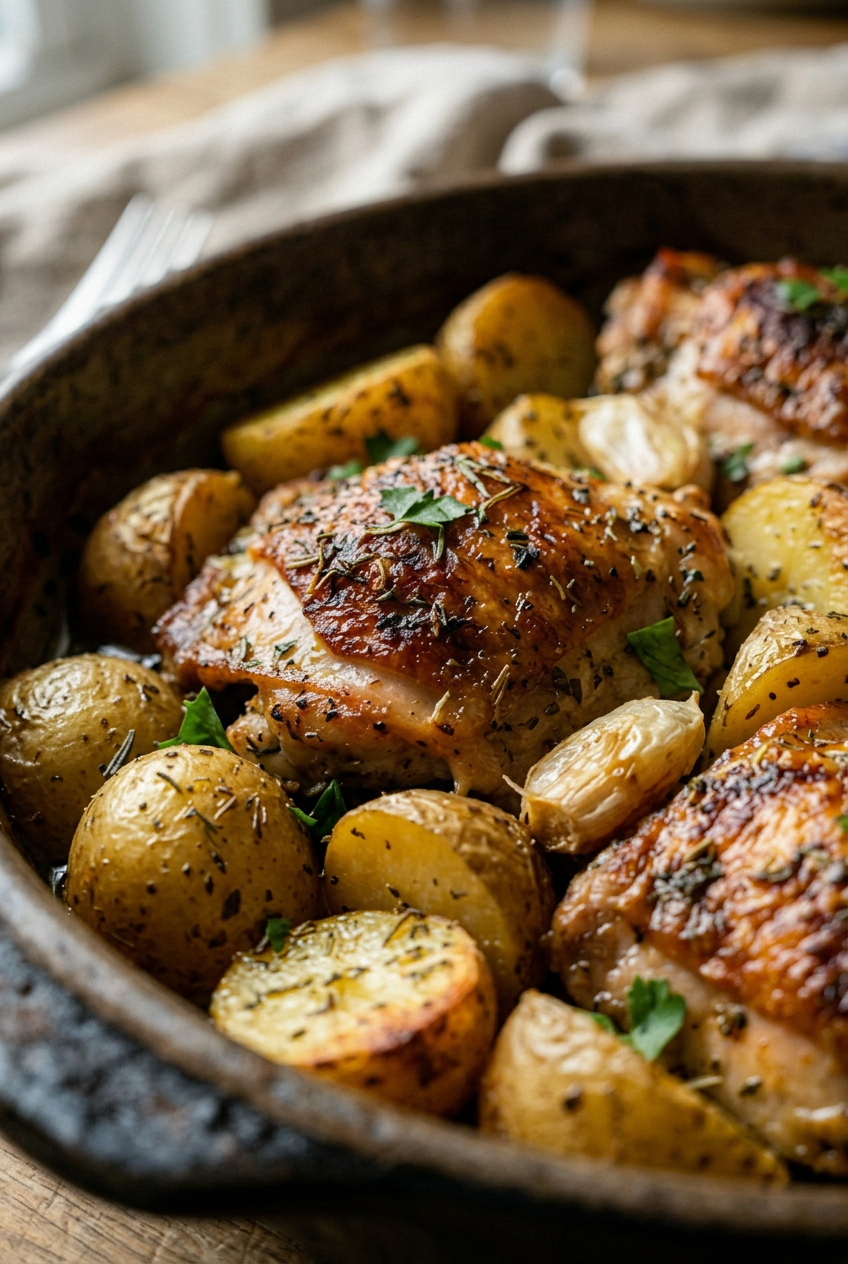 Garlic Infused Chicken And Potatoes