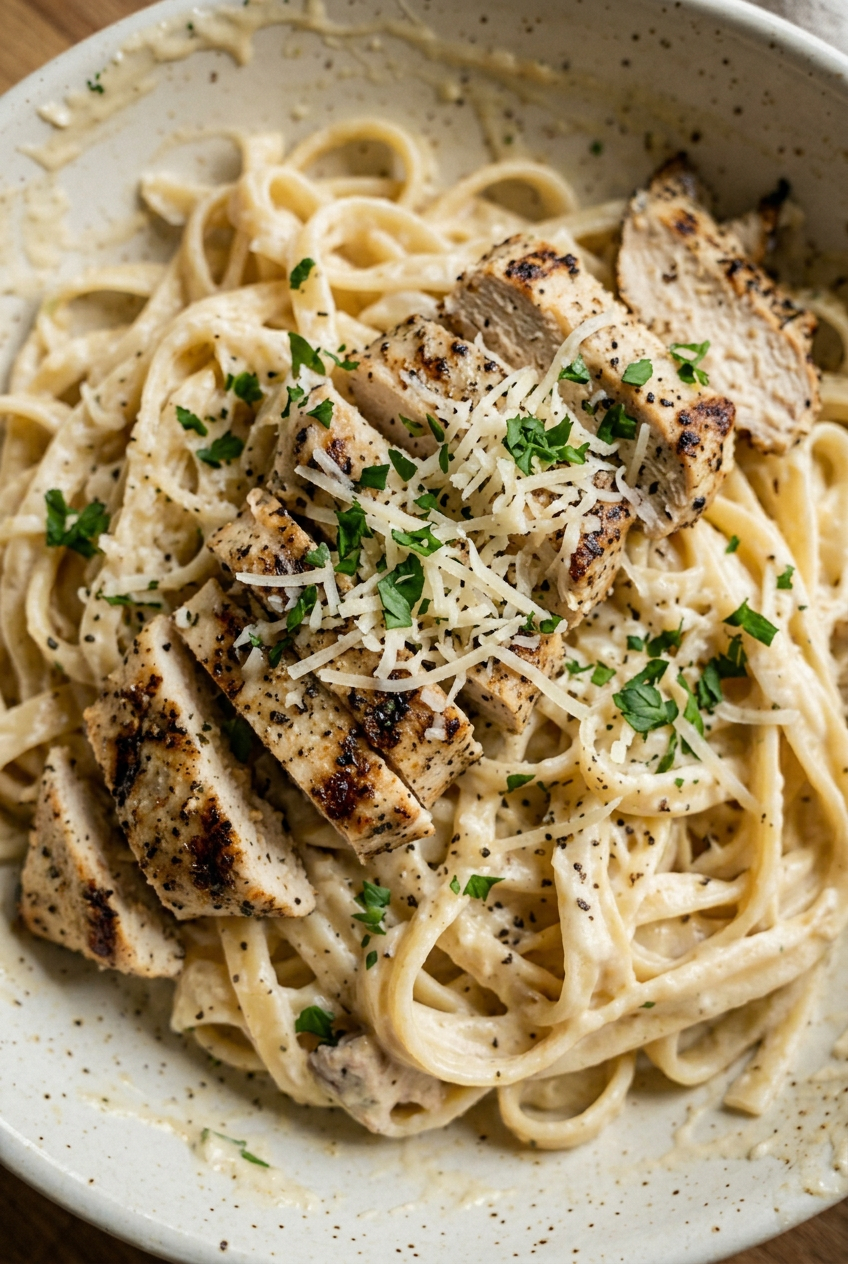 Grilled Chicken Alfredo Pasta