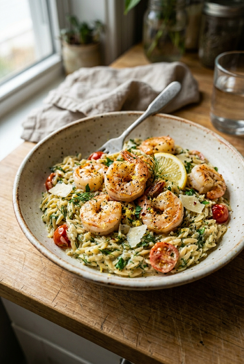 Lemon Garlic Shrimp Orzo Recipe 6 Shrimp And Lemon Orzo