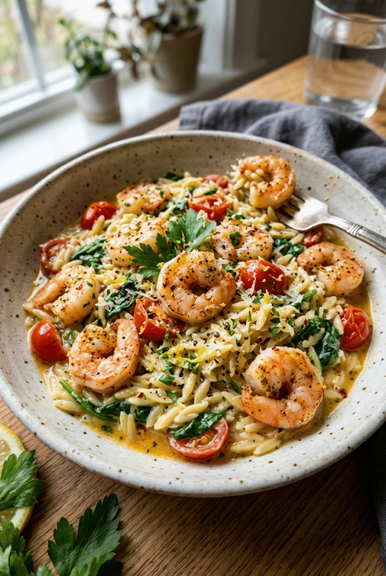 Lemon Garlic Shrimp Orzo Recipe 8 Shrimp And Lemon Orzo 72.Png