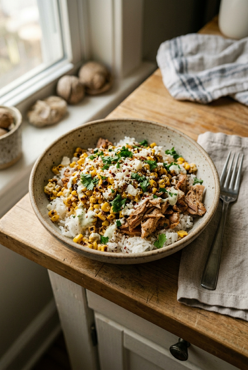 Street Corn Chicken Rice Bowl