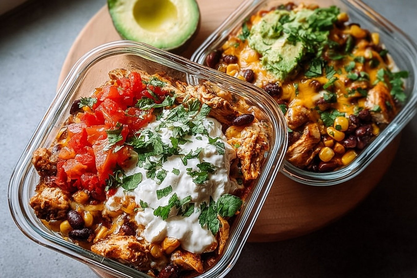 High Protein Chicken Cottage Cheese Enchilada Bowls