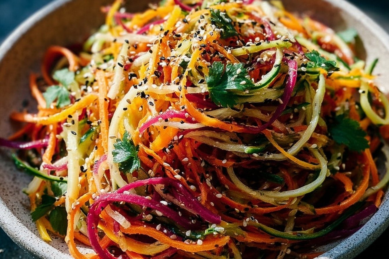 Shaved Rainbow Carrot Sesame Salad